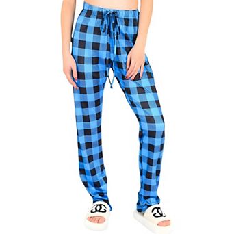 Women's Plaid Flannel Lounge Pants with Elastic Waistband and Adjustable Drawstring