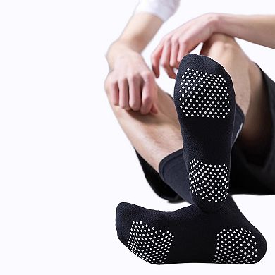 Women's Performance Crew Socks with Non-Slip Grip Soles and Reflective Stripe Accents