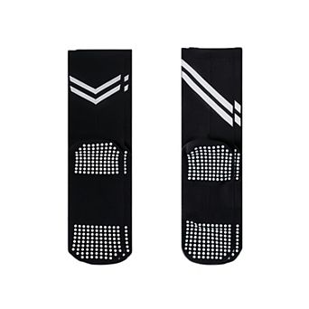 Women's Performance Crew Socks with Non-Slip Grip Soles and Reflective Stripe Accents