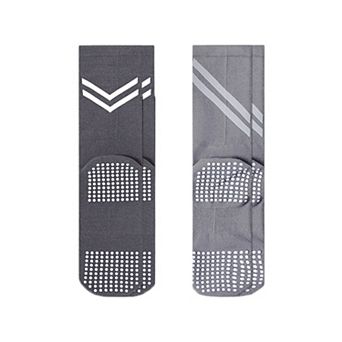 Women's Performance Crew Socks with Non-Slip Grip Soles and Reflective Stripe Accents