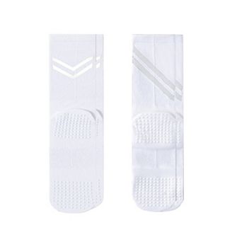 Women's Performance Crew Socks with Non-Slip Grip Soles and Reflective Stripe Accents