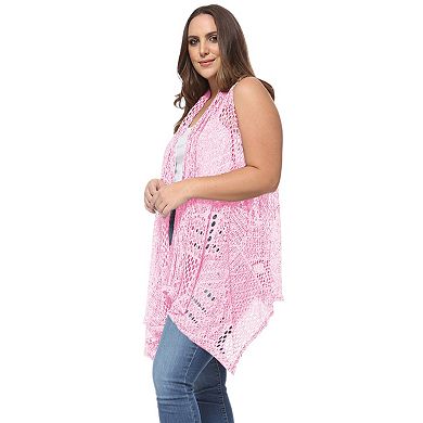 Women's Plus Size Boho Crochet Cover Up Sleeveless Shawl Cardigan Vest