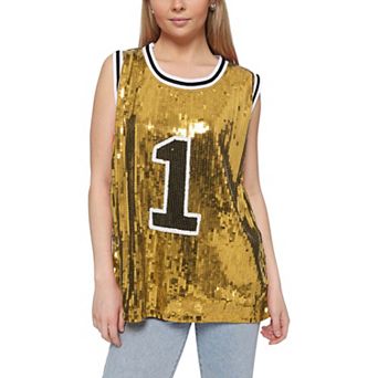 Women's Sparkle Glitter Number 1 T-shirt Sequin Tank Top Fashion Blouse