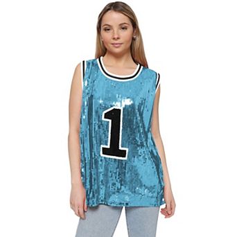 Women's Sparkle Glitter Number 1 T-shirt Sequin Tank Top Fashion Blouse