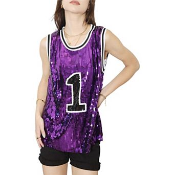 Women's Sparkle Glitter Number 1 T-shirt Sequin Tank Top Fashion Blouse