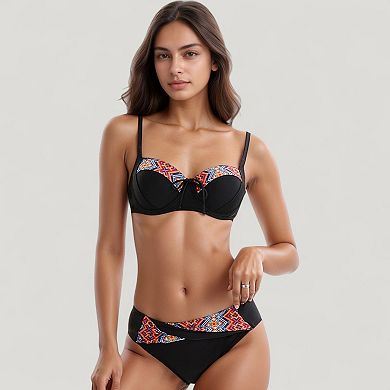 Women's Padded Underwire Bikini Set Adjustable Strap Top and Crossover Waist Bottom