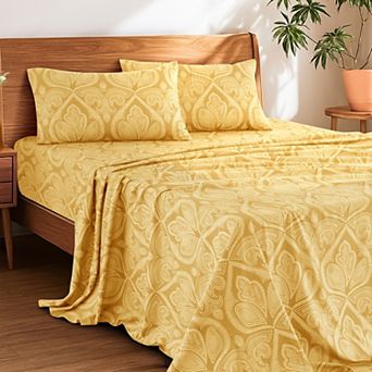 Lux Decor Collection 4 pc Sheet Sets Printed Bed Sheets With Pillowcases Microfiber Bedding