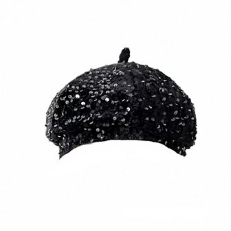 Women's Sequin Velvet Beret with Sparkling Embellishments and Comfortable Satin-Lined Interior