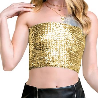Women's Strapless Glitter Sequin Sparkle Party Top