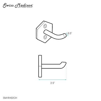 Swiss Madison Brusque Bathroom Robe Hook in Chrome