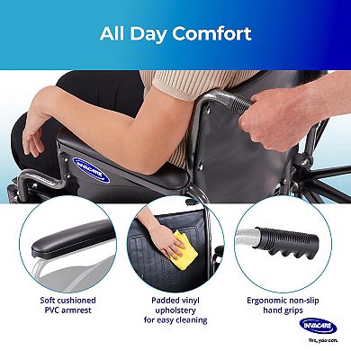Invacare Essentials Tracer SX3 Foldable Manual Wheelchair w/ Swing-Away Footrests & Desk Arms