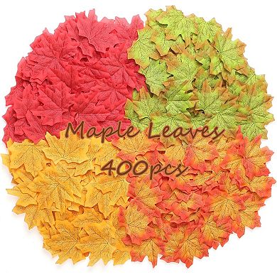 SITUMEIZI 400PC Fake Fall Leaves Autumn Fall Decor Maple Leaf for Wedding Party Halloween Thanksgivi