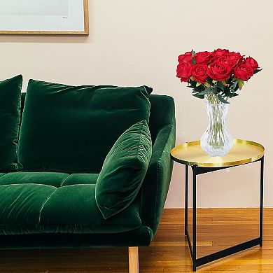 SITUMEIZI 15PCS Red Artificial Rose Silk Flowers Fake Rose Realistic Bouquet Long