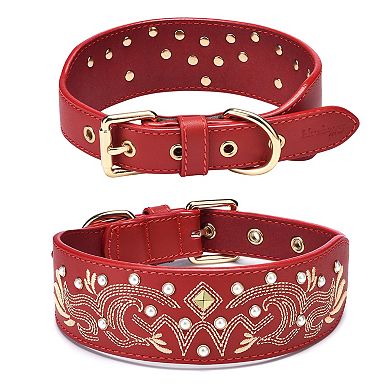 Blueberry Pet Western Genuine Leather Dog Collar