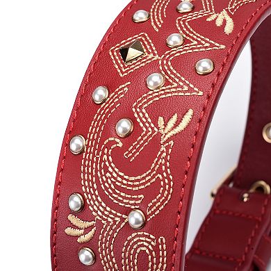 Blueberry Pet Western Genuine Leather Dog Collar
