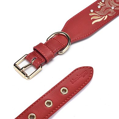 Blueberry Pet Western Genuine Leather Dog Collar