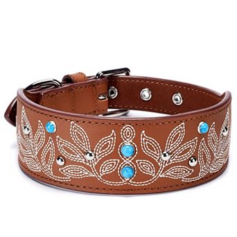 Blueberry Pet Western Genuine Leather Dog Collar