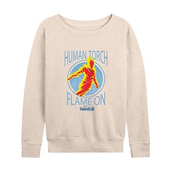Women's The Fantastic Four Human Torch Flame On French Terry Long Sleeve Tee