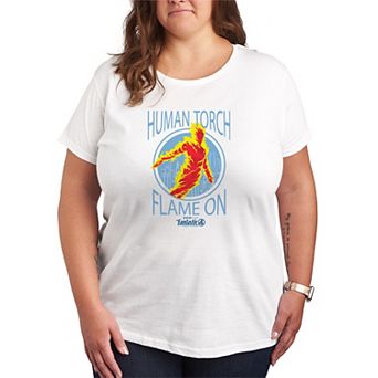 Plus Size The Fantastic Four Human Torch Flame On Graphic Tee