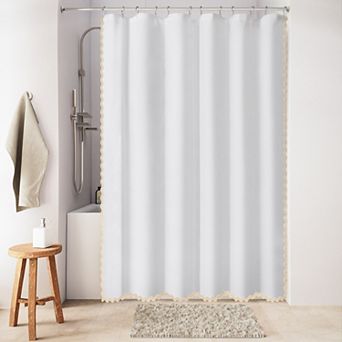 Awesome Home Scalloped Woven Shower Curtain