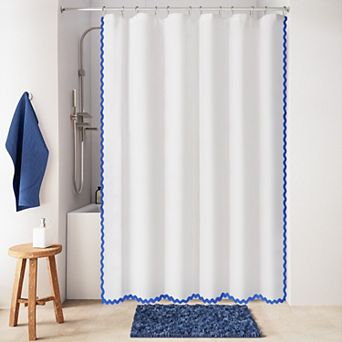 Awesome Home Scalloped Woven Shower Curtain