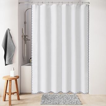 Awesome Home Scalloped Woven Shower Curtain