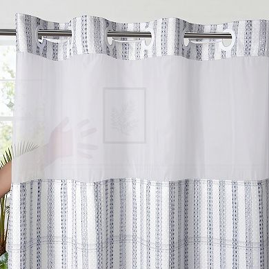 Awesome Home Plaid Dobby Shower Curtain with Snap-In Liner