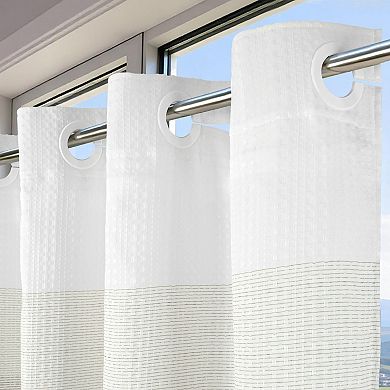 Awesome Home Ombre Waffle Shower Curtain with Snap-in Liner