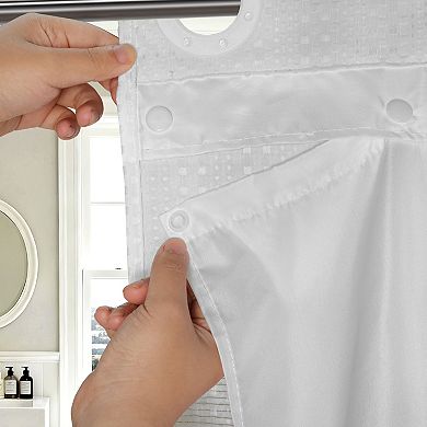 Awesome Home Ombre Waffle Shower Curtain with Snap-in Liner