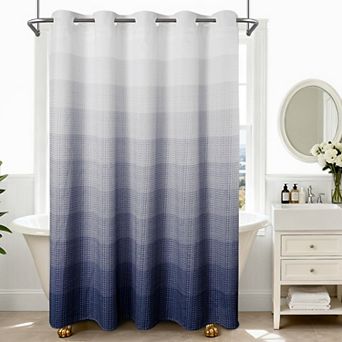 Awesome Home Ombre Waffle Shower Curtain with Snap-in Liner