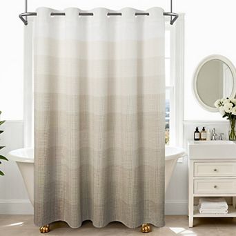 Awesome Home Ombre Waffle Shower Curtain with Snap-in Liner