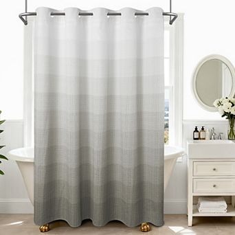 Awesome Home Ombre Waffle Shower Curtain with Snap-in Liner
