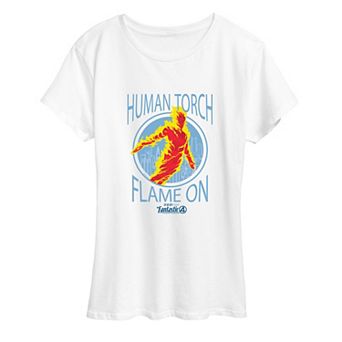 Women's The Fantastic Four Human Torch Flame On Graphic Tee