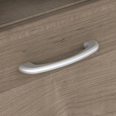 Bush Furniture 60W L Shaped Computer Desk with Mid Back Leather Box Chair Ash Gray