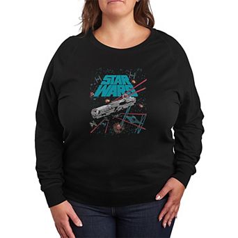 Plus Size Star Wars Ships Distressed French Terry Long Sleeve Tee