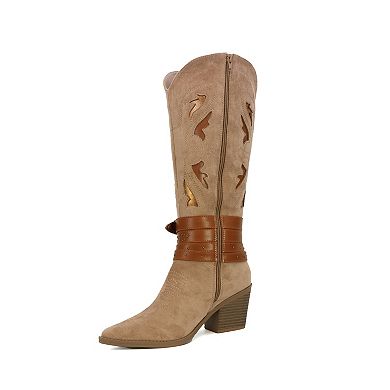 Yoki Gayle-57 Women's Buckle Band Knee-High Boots
