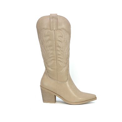 Yoki Gayle-83 Women's Traditional Tall Western Panel Boots