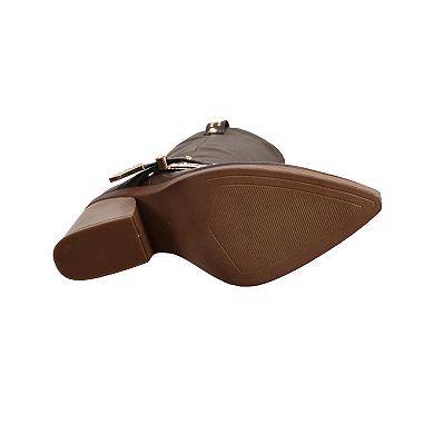 Yoki Muriel-71 Women's Tall Western Buckle Heel Boots