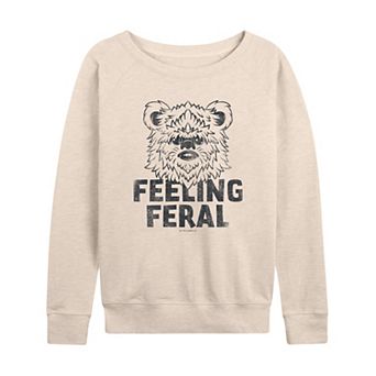 Women's Star Wars Feeling Feral Ewok Distressed French Terry Long Sleeve Tee