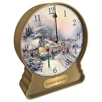 Original Gourmet Thomas Kinkade Clock Tin & Shortbread Cookies - Christmas Village