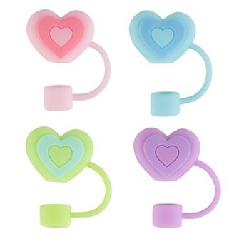 4 pc Heart Straw Toppers
