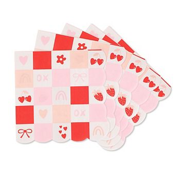Valentine Checkered Napkins 24-Pack