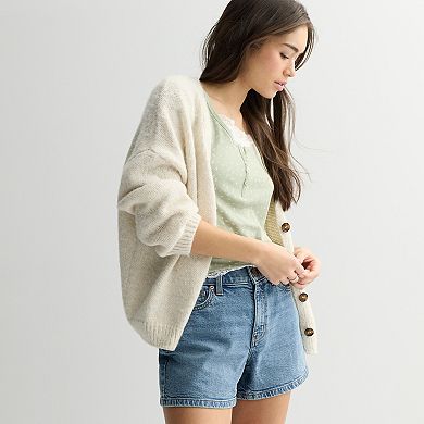 Juniors' Pink Republic Short Sleeve Henley Twofer Top