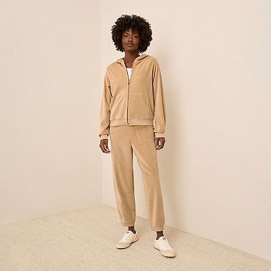 Cotton Velour Zip Hoodie