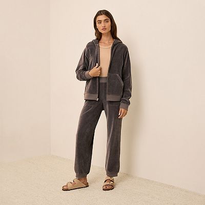 Cotton Velour Zip Hoodie