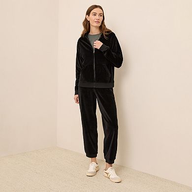 Cotton Velour Zip Hoodie