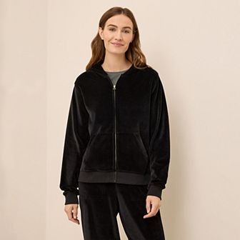 Cotton Velour Zip Hoodie