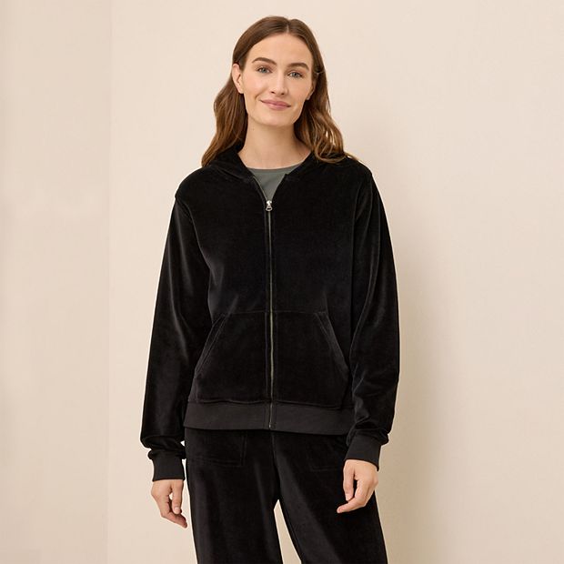 Cotton Velour Zip Hoodie