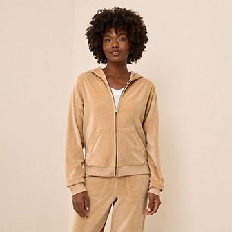 Cotton Velour Zip Hoodie