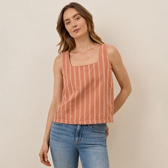 Canopy Linen Blend Square Neck Tank Made With Organic Cotton